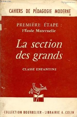 Seller image for CAHIERS DE PEDAGOGIE MODERNE / PREMIERE ETAPE : L'ECOLE MATERNELLE - LA SECTION DES GRANDS / CLASSE ENFANTINE "DE L'ECOLE MATERNELLE A L'ECOLE PRIMAIRE". for sale by Le-Livre