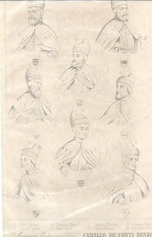 Bild des Verkufers fr Incisione (n5) di Antonio Nani (Alano, 1803-1870) raffigurante i ritratti di otto Dogi veneziani, tratta dall'opera "Storia dei Dogi di Venezia ." di E.Cicogna, G.Veludo, F.Caffi, G.Casoni e G.Moschini. 1863-1864. zum Verkauf von studio bibliografico pera s.a.s.