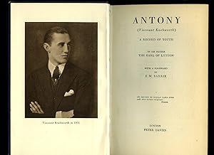 Image du vendeur pour Antony [Viscount Knebworth] A Record of Youth mis en vente par Little Stour Books PBFA Member