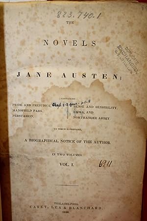 Seller image for Novels Jane Austen 2 Volumes bound in one (as published) Pride & Prejudice Mansfield Park Persuasion Emma Sense for sale by Princeton Antiques Bookshop