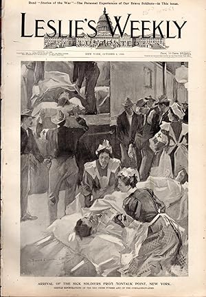 Bild des Verkufers fr ENGRAVING: "Arrival of Sick Soldiers from Montauk Point, New York".engraving from Leslie's Weekly Newspaper, October 6, 1898 zum Verkauf von Dorley House Books, Inc.