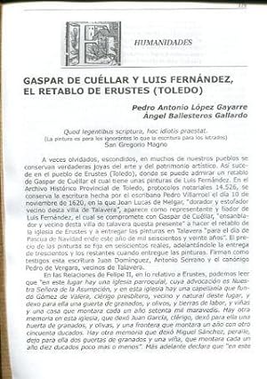 GASPAR DE CUELLAR Y LUIS FERNANDEZ, EL RETABLO DE ERUSTES (TOLEDO).