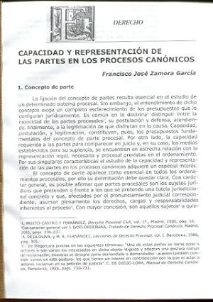 CAPACIDAD Y REPRESENTACION DE LAS PARTES EN LOS PROCESOS CANONICOS.