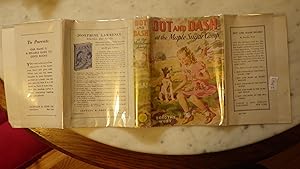 Seller image for Dot and Dash at the Maple Sugar Camp By West, Dorothy, Series #1 with Vibrant Color Artwork DustJacket of Blonde Girl, Little Dot Davidson, in Pink & White Dress with Flowers in Her Lap & Her B/W Spotted Dog, Dash with Red Collar Sitting in Grass , Th for sale by Bluff Park Rare Books