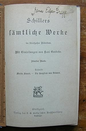 Immagine del venditore per Schiller's Samtliche Werke. [volume 5 only] venduto da Monkey House Books