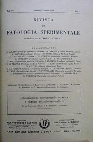 Seller image for Intossicazione sperimentale tetanica e sistema reticolo - endoteliale. for sale by Hesperia Libros