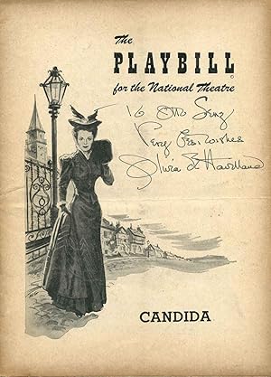 Stagebill signed by Olivia de Havilland for performance of Bernard Shaw's "Candida."