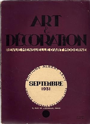 Art et décoration. Revue mensuelle d'art moderne. Septembre 1931.