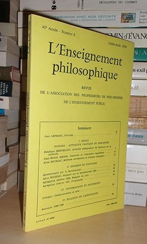 Seller image for L'ENSEIGNEMENT PHILOSOPHIQUE N6: 40e Anne. Juil.-Aout.1990 for sale by Planet's books