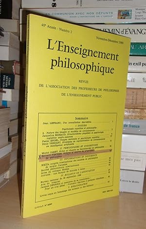 Seller image for L'ENSEIGNEMENT PHILOSOPHIQUE N2: 40e Anne. Nov.-Dc.1989 for sale by Planet's books