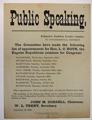 PUBLIC SPEAKING. HEADQUARTERS REPUBLICAN EXECUTIVE COMMITTEE, 2D CONGRESSIONAL DISTRICT. THE COMM...