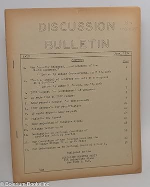 Discussion bulletin, A-18, June, 1954