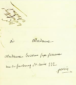 (OBSTETRIQUE) Lettre autographe signée (LAS) à Madame BOIVIN, sage-femme. (Paris), le 22 août 1835