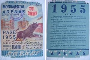 Immagine del venditore per Antigua Invitacin pase - Old Invitation : PLAZA TOROS ARENAS MONUMENTAL. Temporada 1955 - Barcelona venduto da Librera Maestro Gozalbo