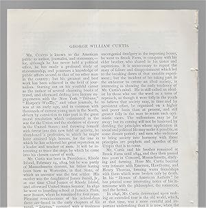 Seller image for George William Curtis for sale by Legacy Books II