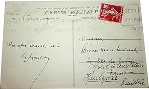 Seller image for Carte Postale Autographe Signe de GOYAU (Georges). 40-Congo Franais. Brazzaville. Visite d'explorateurs  la Mission. Col Augouard. for sale by JOIE DE LIRE