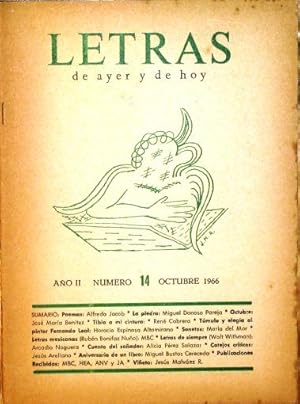 Imagen del vendedor de Letras De Ayer y De Hoy Ao II Numero 14 Octubre 1966 a la venta por Librera Urbe