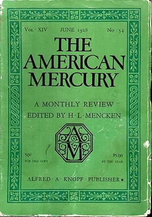 Imagen del vendedor de The American Mercury Volume XIV No. 54 June, 1928 a la venta por Dorley House Books, Inc.