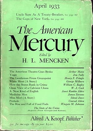 Image du vendeur pour The American Mercury Volume XXVIII, No. 112; April, 1933 mis en vente par Dorley House Books, Inc.
