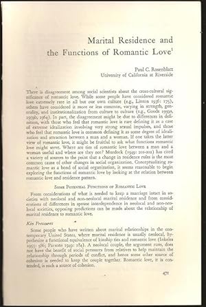Imagen del vendedor de Marital Residence and the Functions of Romantic Love a la venta por The Book Collector, Inc. ABAA, ILAB