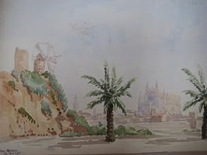 Original-Aquarell "Palma, Mallorca" dd. 1951