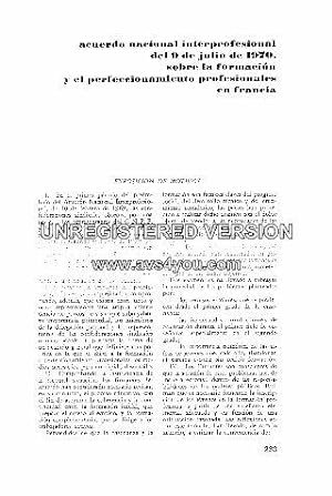 ACUERDO NACIONAL INTERPROFESIONAL DEL 9 DE JULIO DE 1970, SOBRE LA FORMACION Y EL PERFECCIONAMIEN...
