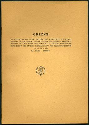 Seller image for A Bibliography of Near and Middle Eastern Studies Published in the Soviet Union from 1937 to 1947," in Oriens. Journal of the International Society for Oriental Research. Vol. IV, Nr. 2, 1951 for sale by Kaaterskill Books, ABAA/ILAB