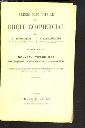 Seller image for PRECIS ELEMENTAIRE DE DROIT COMMERCIAL. for sale by Le-Livre