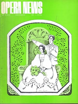 Image du vendeur pour Opera News: Volume 35, No. 6; Deember 5, 1970 mis en vente par Dorley House Books, Inc.