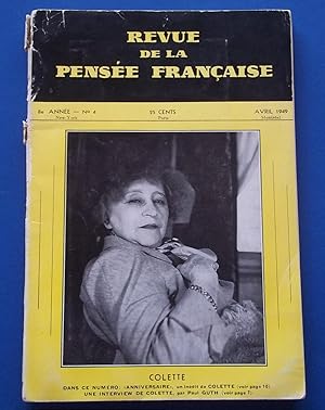 Image du vendeur pour Revue De La Pensee Francaise (8e Annee No. 4, Avril April 1949) With Cover Photograph of Colette mis en vente par Bloomsbury Books