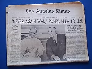 Los Angeles Times Newspaper (Tuesday Morning, October 5, 1965) Front Cover Headline: "'NEVER AGAI...