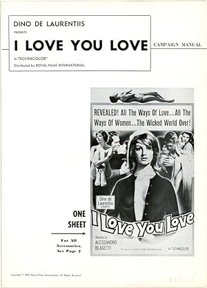 Bild des Verkufers fr I Love, You Love (Original Film Pressbook) zum Verkauf von Royal Books, Inc., ABAA