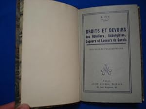 DROITS ET DEVOIRS des hôteliers aubergistes logeurs et loueurs de Garnis. - Nouvelles prescriptions