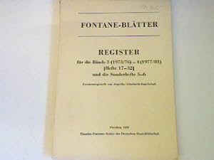 Image du vendeur pour Register fr die Bnde 3 und 4 (Hefte 17-32) und die Sonderhefte 5-6 - Fontane Bltter mis en vente par books4less (Versandantiquariat Petra Gros GmbH & Co. KG)