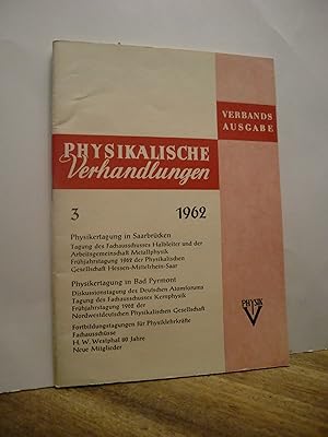 Bild des Verkufers fr Physikalische Verhandlungen - 3 - 1962 zum Verkauf von Antiquarische Bcher Schmidbauer