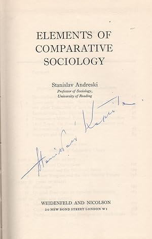 Imagen del vendedor de Elements of Comparative Sociology a la venta por Mr Pickwick's Fine Old Books