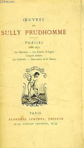 Image du vendeur pour OEUVRES DE SULLY PRUDHOMME, POESIES, 1866-1872, STANCES & POEMES mis en vente par Le-Livre