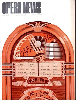 Bild des Verkufers fr Opera News: Volume 34, No. 5; November 22, 1969 zum Verkauf von Dorley House Books, Inc.