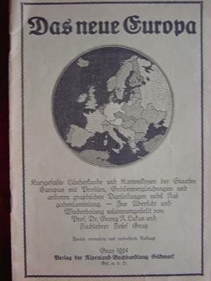 Bild des Verkufers fr Das neue Europa. Kurzgefasste Lnderkunde und Kartenskizzen der Staaten Europas mit Profilen, Grenvergleichungen und anderen graphischen Darstellungen nebst Aufgabensammlung. Zur bersicht und Wiederholung zusammengestellt von Prof. Dr. Georg A. Lukas und Fachlehrer Josef Gratz. zum Verkauf von Antiquariat Tarter, Einzelunternehmen,