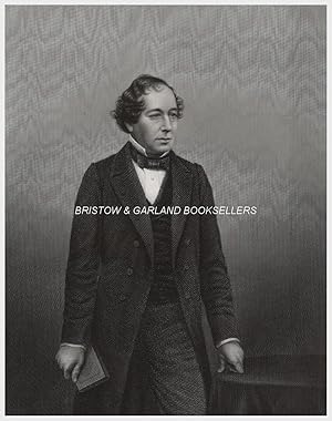 A fine original antique engraved portrait of Benjamin Disraeli , engraved on steel by D.J. Pound ...