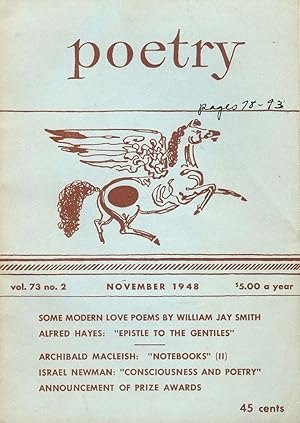 Bild des Verkufers fr Spring and Winter, In Poetry Magazine, November 1948 zum Verkauf von Antic Hay Books