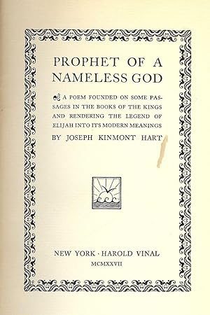 Bild des Verkufers fr PROPHET OF A NAMELESS GOD zum Verkauf von Antic Hay Books