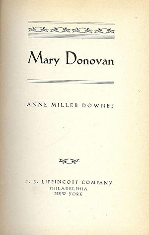 Bild des Verkufers fr MARY DONOVAN zum Verkauf von Antic Hay Books