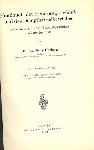 Imagen del vendedor de HANDBUCH DER FEUERUNGSTECHNIK a la venta por Antic Hay Books