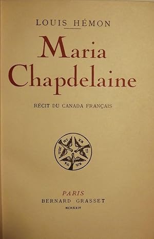 MARIA CHAPDELAINE: RECIT DU CANADA FRANCAIS