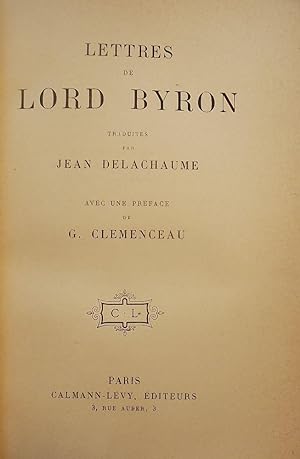 Image du vendeur pour LETTERS DE LORD BYRON mis en vente par Antic Hay Books