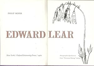 Bild des Verkufers fr EDWARD LEAR zum Verkauf von Antic Hay Books