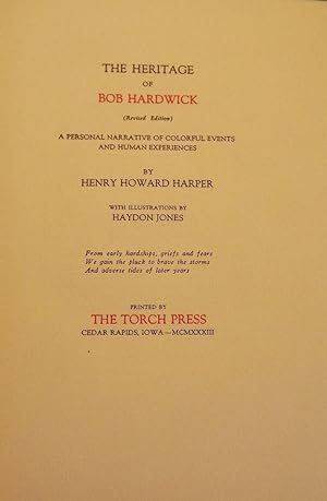 Bild des Verkufers fr THE HERITAGE OF BOB HARDWICK zum Verkauf von Antic Hay Books