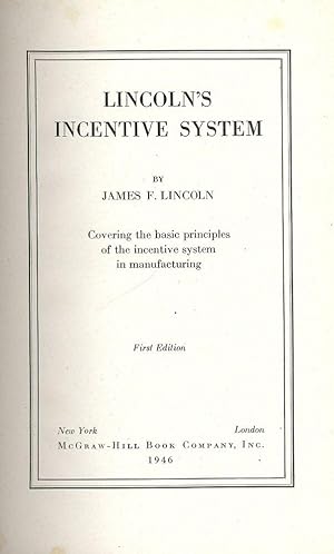 Seller image for LINCOLN'S INCENTIVE SYSTEM for sale by Antic Hay Books