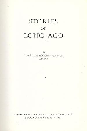 Seller image for STORIES OF LONG AGO for sale by Antic Hay Books